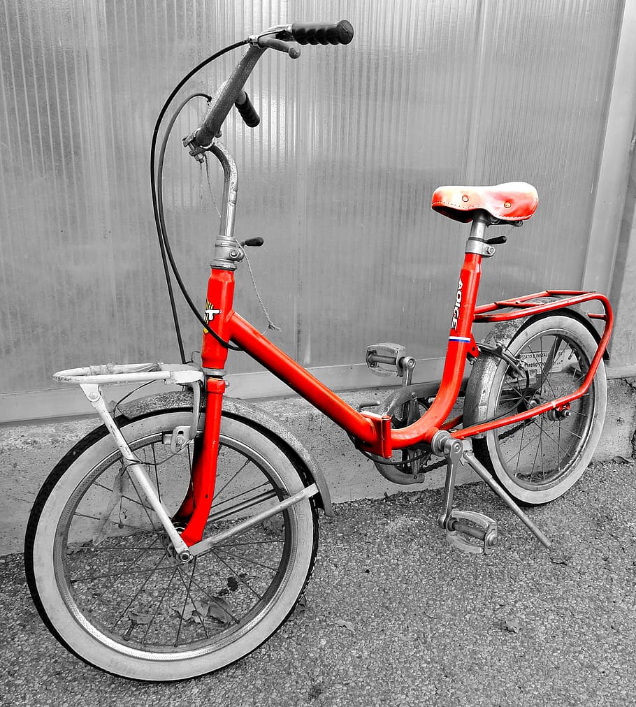 bicycle, old, red, vintage, wheels, saddle, handlebars, pedals HD wallpaper