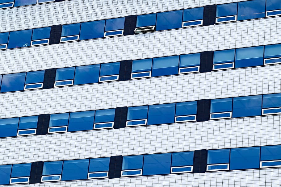 building, facade, glass, blue, modern, construction, urban HD wallpaper