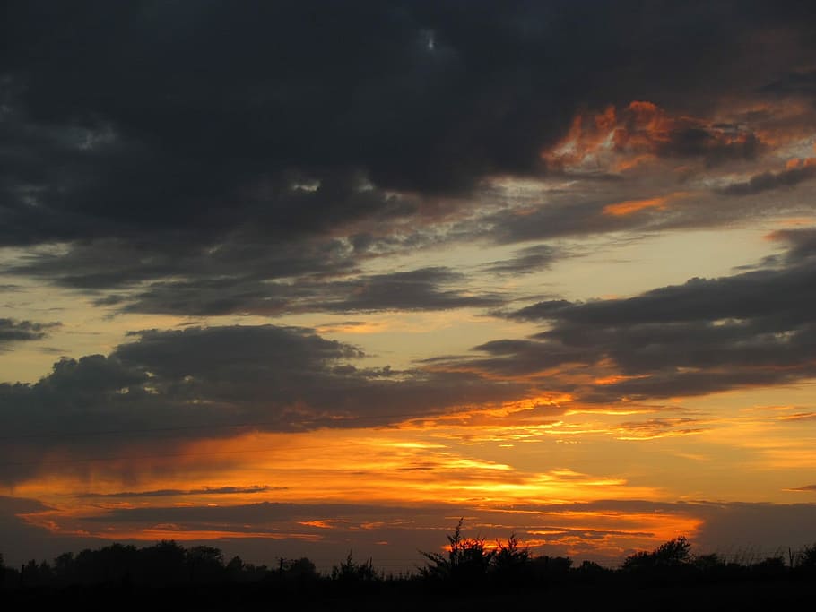 Sunset, Clouds, Orange, Horizon, sky, outdoor, natural, sky clouds HD wallpaper
