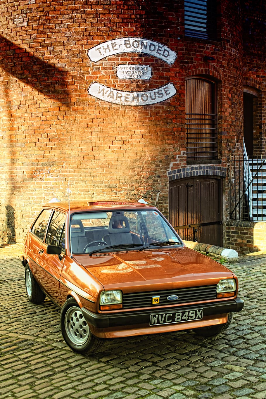 road, lights, street, car, auto, automobile, brick walls, bumper HD wallpaper