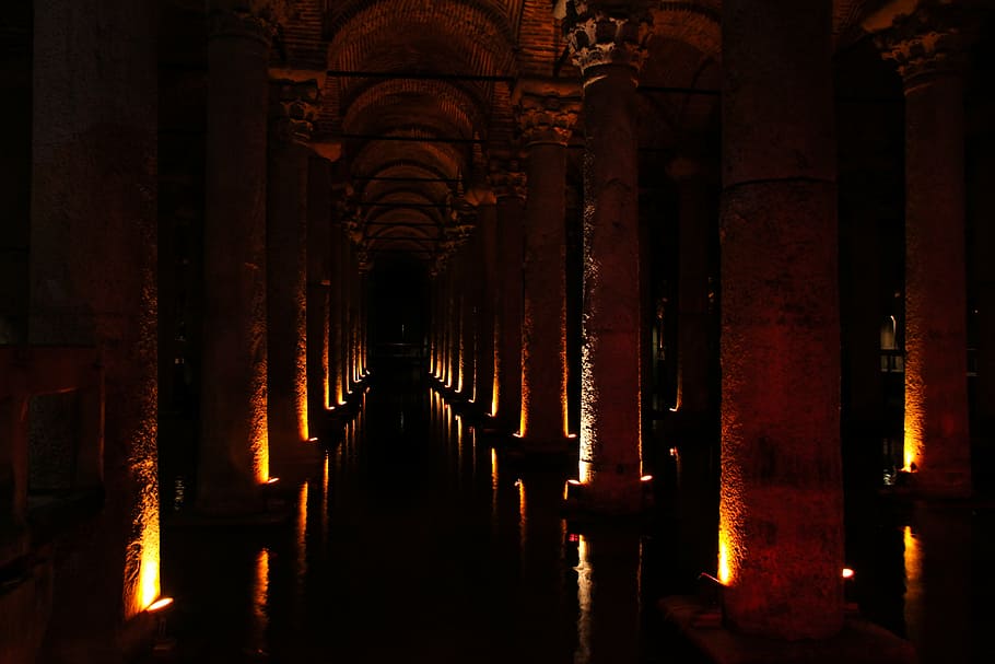 cistern, istanbul, basilica cistern, architecture, water, turkey HD wallpaper