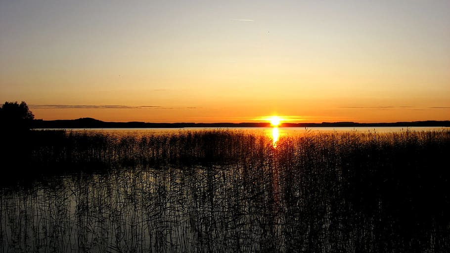 sunset, finland, lake, abendstimmung, midsummer, idyll, sky HD wallpaper