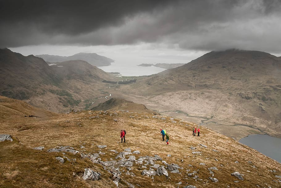 people hiking on mountain at daytime, nature, outdoors, landscape HD wallpaper
