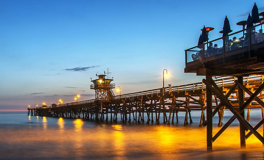 dock during sunset, pier, san clemente, california, ocean, water, HD wallpaper