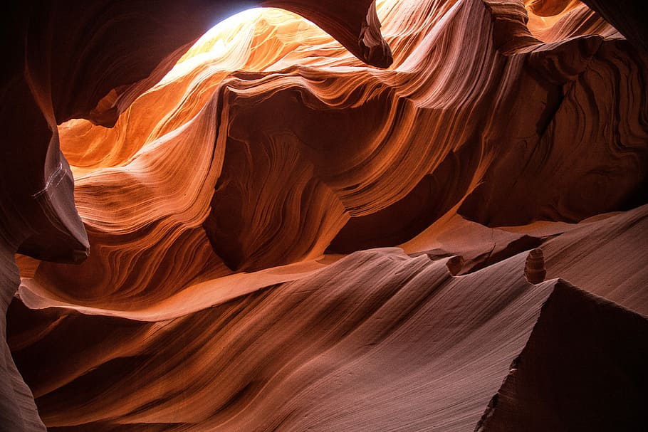 Antelope canyon, brown rock formation, geology, stone, orange HD wallpaper