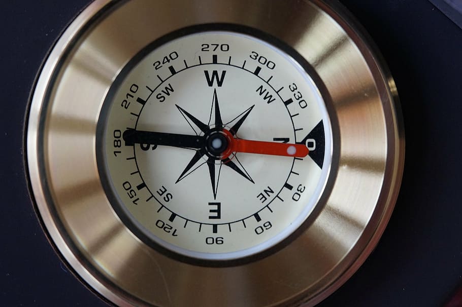 round silver compass, north, compass point, navigation, navigate, HD wallpaper