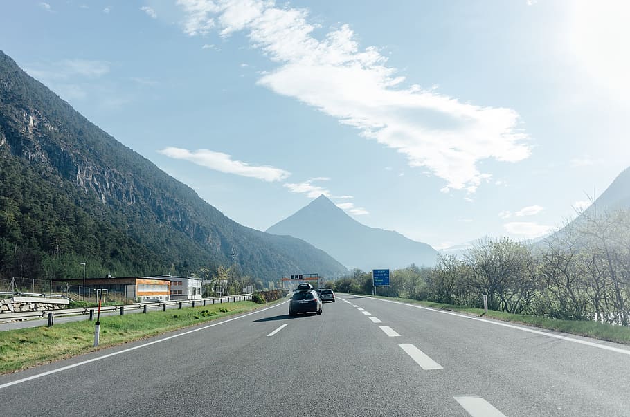 Austrian autobahn, landscape, travel Locations, mountain, road HD wallpaper