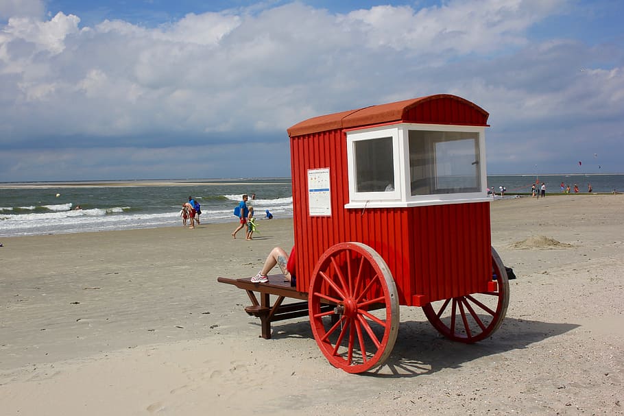 badekarren, beach carts, sea, beach sea, holiday, beautiful beaches HD wallpaper