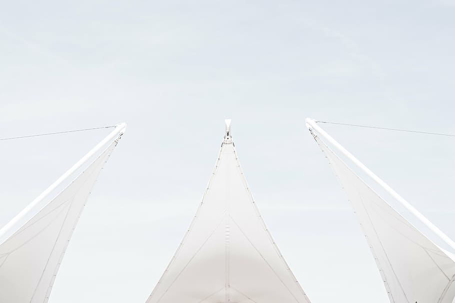 low-angle photography of glass building during day, white, abstract HD wallpaper