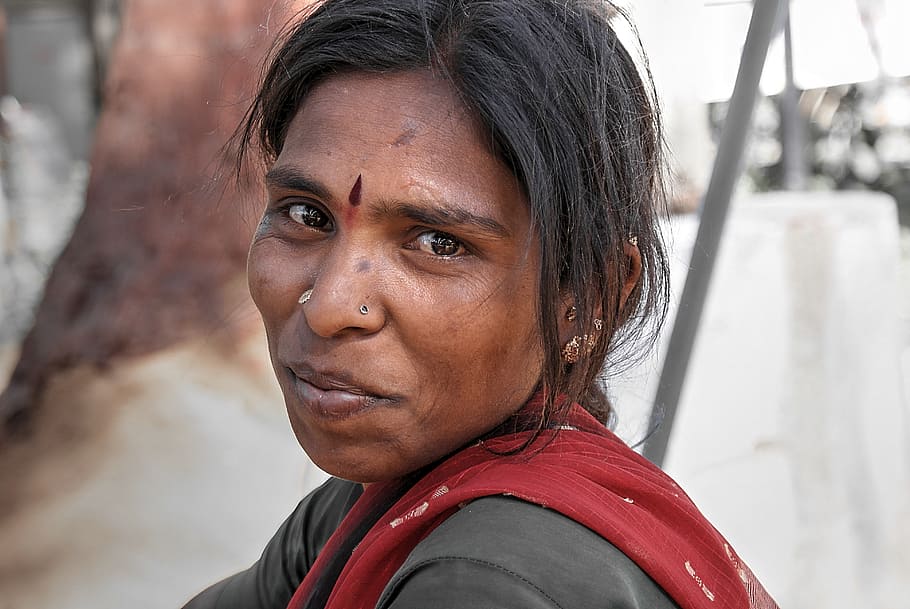 woman in black top, portrait, indian, people, women, human Face HD wallpaper