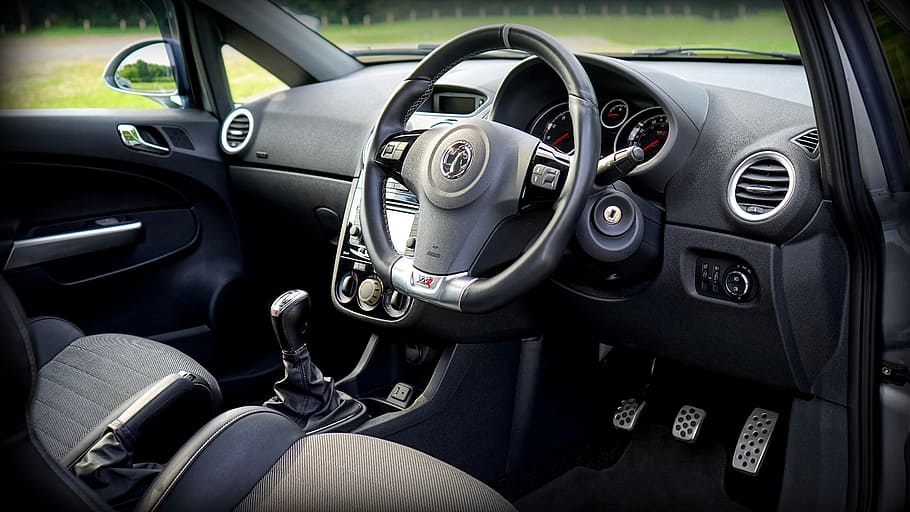 Black Car Steering Wheel, automobile, automotive, dashboard, speedometer HD wallpaper