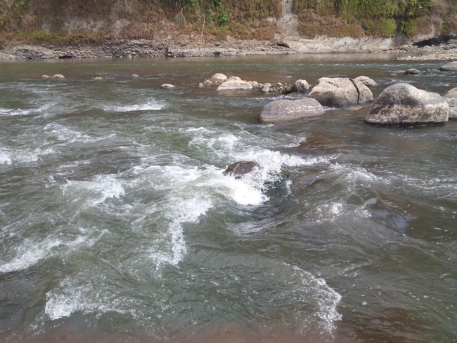river, water stream, waves, geology, indonesia, stones, rocks HD wallpaper