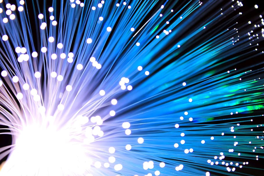 photography of blue fiber optic lamp, cable, network, technology, HD wallpaper