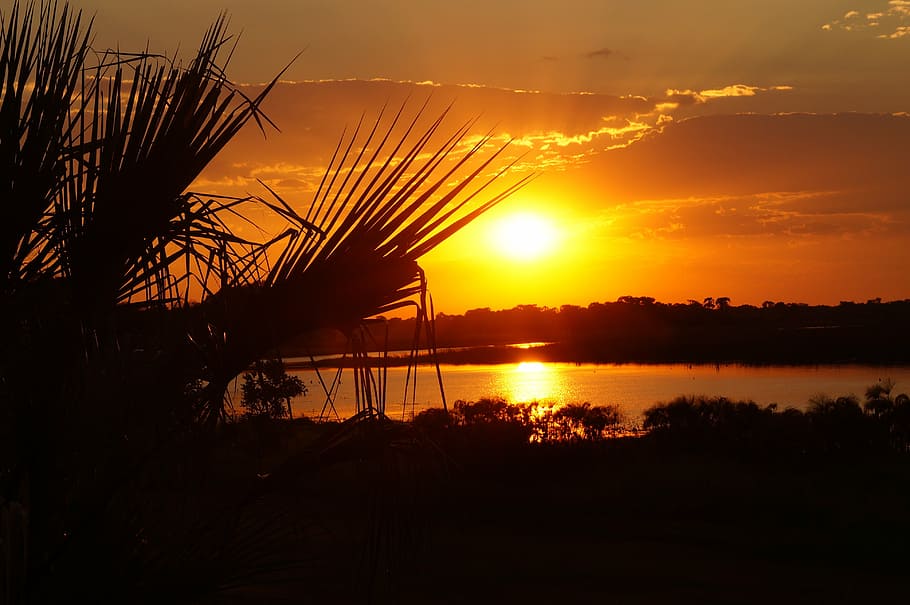 sunset, botswana, landscape, afterglow, thamakalane river, sky HD wallpaper
