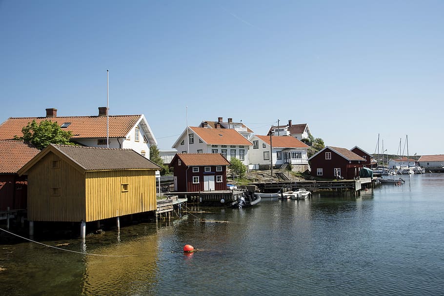 houses beside body of water, sweden, bohuslän, the west coast, HD wallpaper