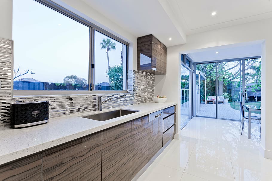 brown and white kitchen room, dining, entertaining, lifestyle HD wallpaper