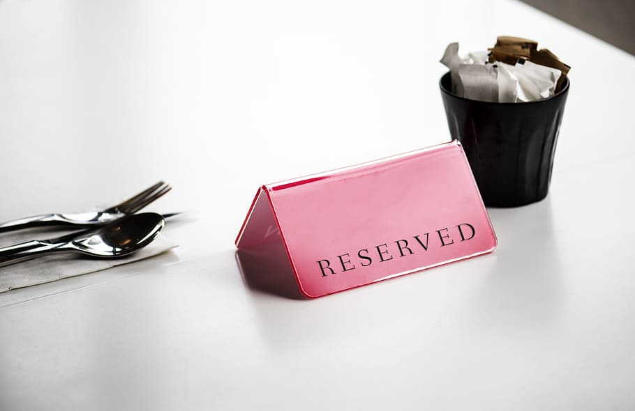 pink reserved signage on table, catering, celebrate, dining HD wallpaper