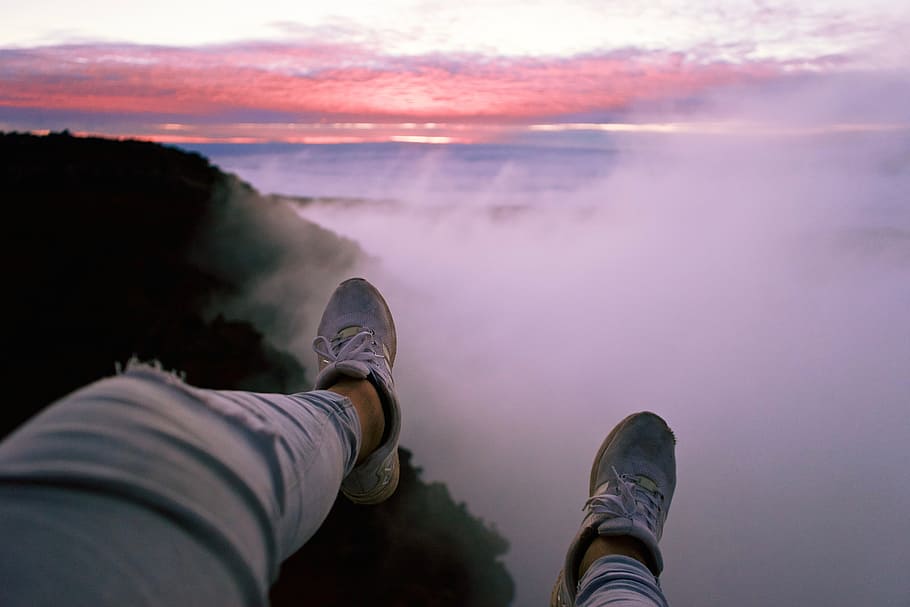 cloud, sky, sunset, fog, cold, ridge, mountain, travel, shoe HD wallpaper