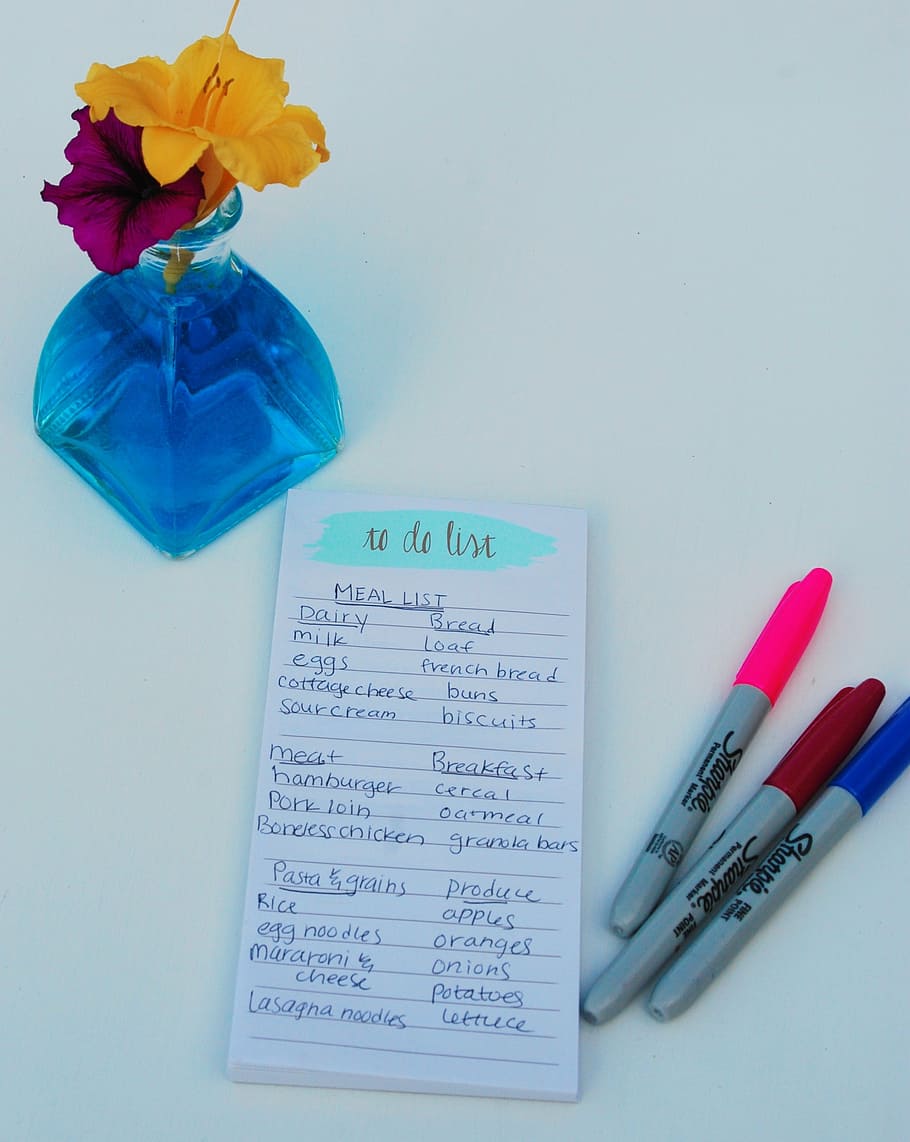 white to do list paper with three Sharpie marker pens on white surface HD wallpaper