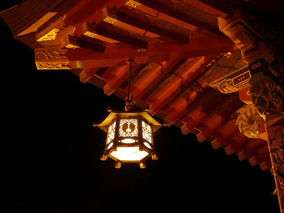Stone Lanterns, Shrine, Night, 御神灯, asian, style, illuminated HD wallpaper