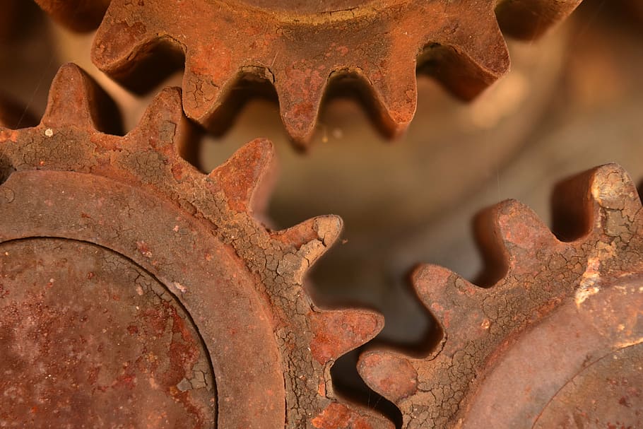 rusted brown transmission gears, metal, stainless, technology, HD wallpaper