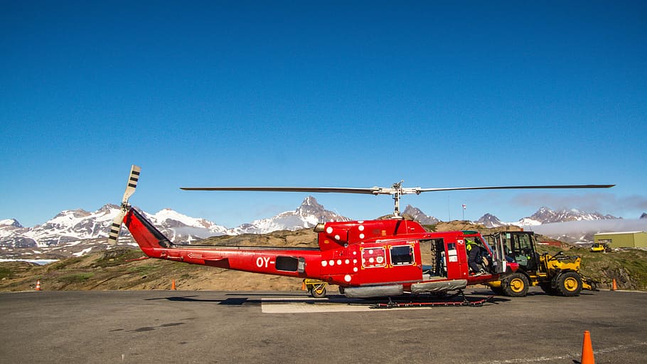 helicopter, red, helipad, flight, transport, travel, transportation HD wallpaper
