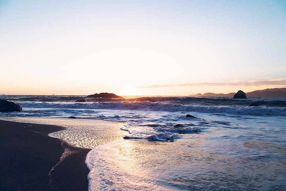 body of water, coast, shore, waves, foam, spray, focus, ocean HD wallpaper