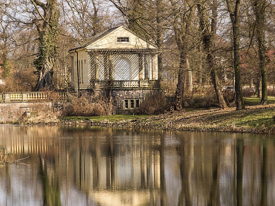 park, nature, idyllic, bower, lake, architecture, built structure HD wallpaper