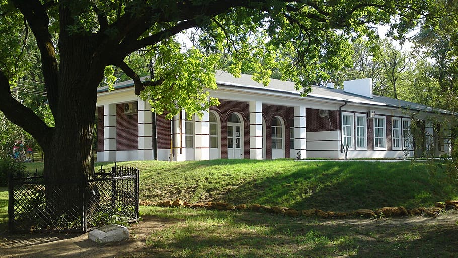 Cottage, Taganrog, park, tree, architecture, building exterior HD wallpaper