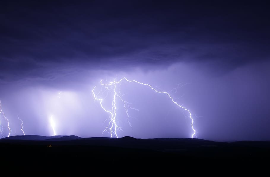 lightning photo, flash, thunderstorm, ore mountains, nature HD wallpaper