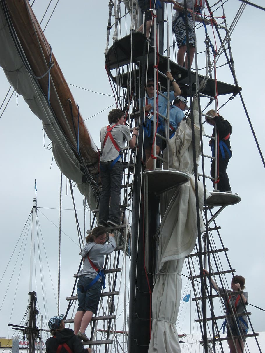 people, tall ship, crew, team, nautical, sailing ship, real people HD wallpaper