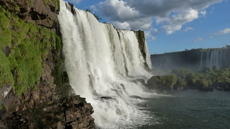 waterfalls during daytime, iguazu falls, cataracts, brazil, nature, HD wallpaper
