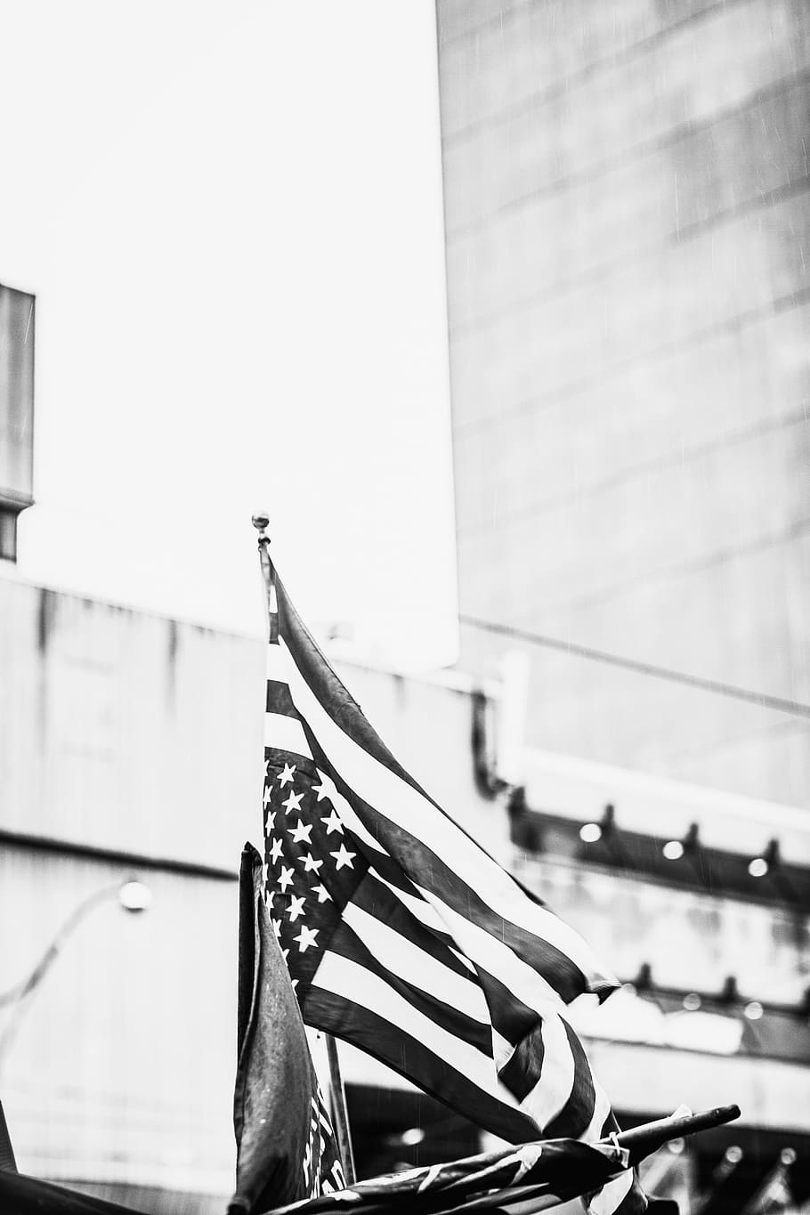 grayscale photography of US flag, grayscale photography of USA flag