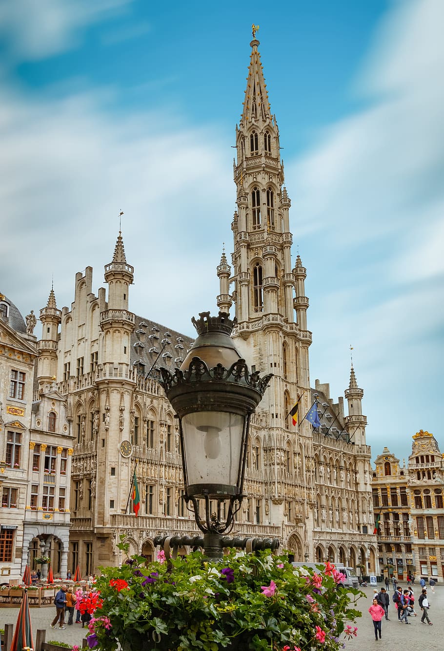 people gathering beside ancient building, brussels, square of, HD wallpaper
