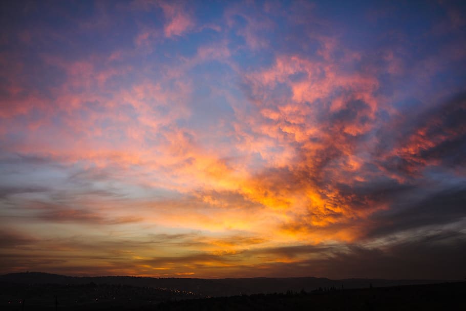 sunset, reflex, evening, light, sky, landscape, reflection HD wallpaper