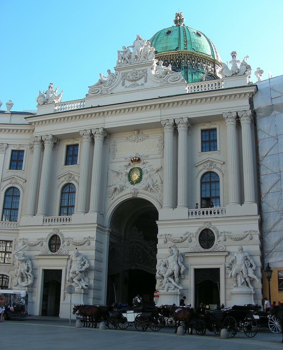 vienna, michaelertor, dome, baroque building, austria, historic centre HD wallpaper