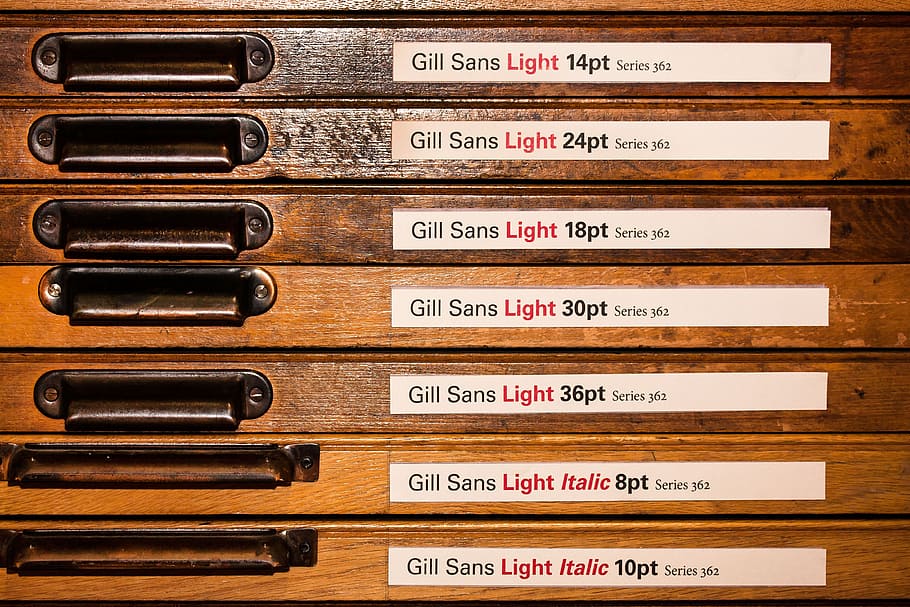 brown wooden drawer, typecases, letters, lead set, hand set HD wallpaper