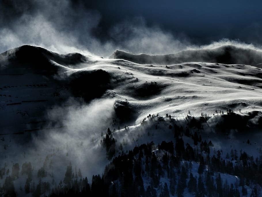 brown mountains covered by snow at daytime, gastein, föhn storm, HD wallpaper