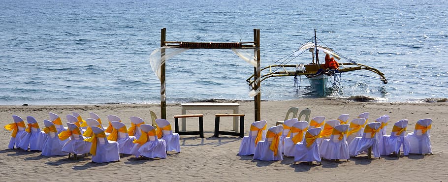 iba, philippines, wedding, setting, beach, celebration, water HD wallpaper