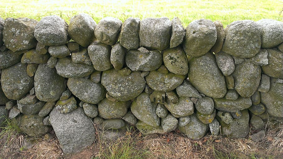 Stone, Stone, Stone Wall, Masonry, natural stone, moss, day HD wallpaper