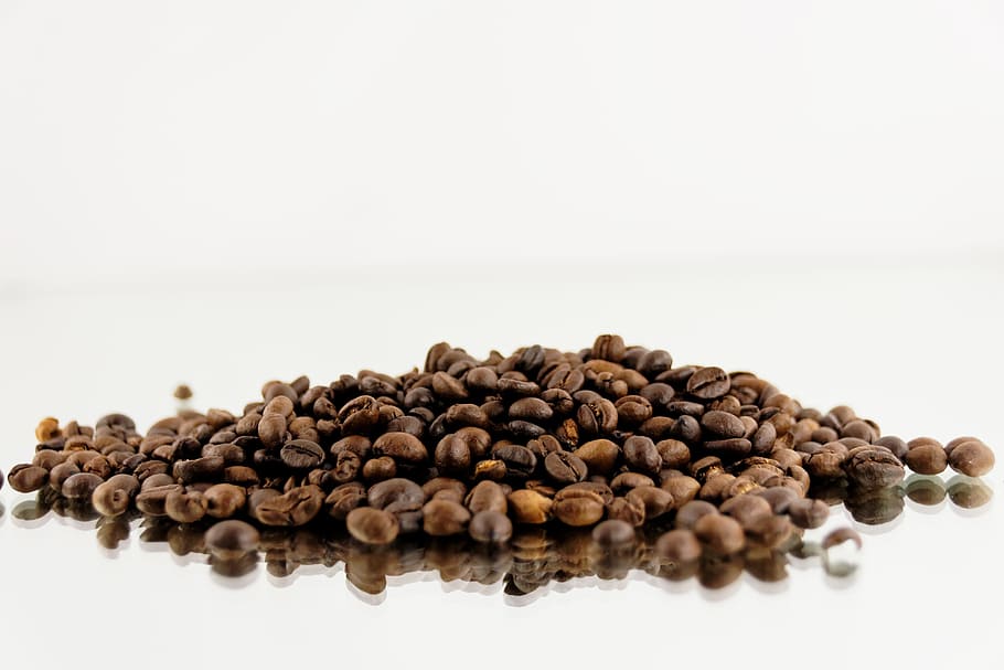 coffee beans on white surface, Coffee, Beans, Espresso, white background HD wallpaper