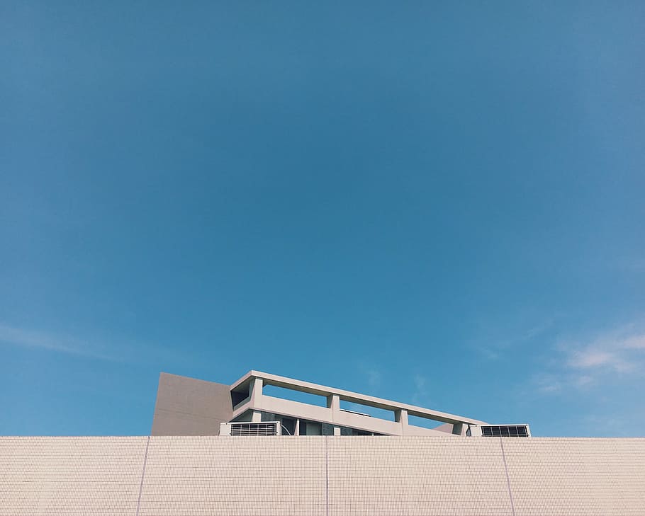 white concrete building under clear blue sky during daytime, built Structure HD wallpaper