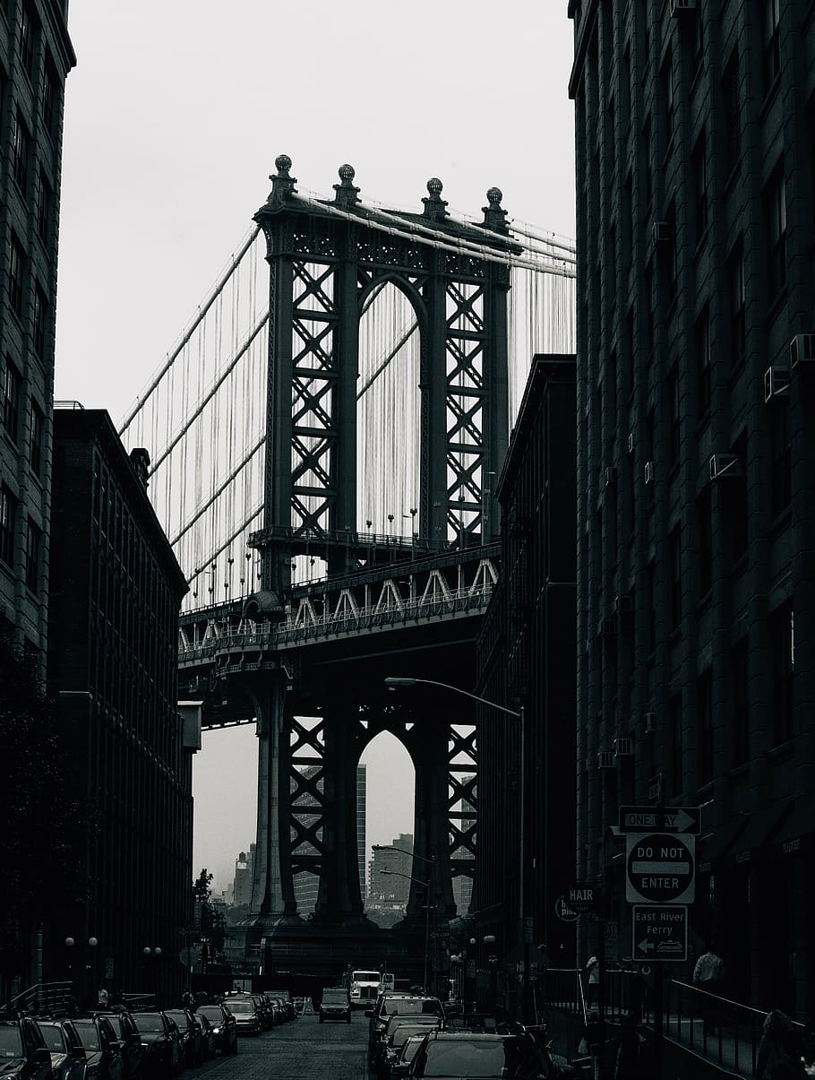 architecture, bridge, city, infrastructure, road, suspension bridge HD wallpaper