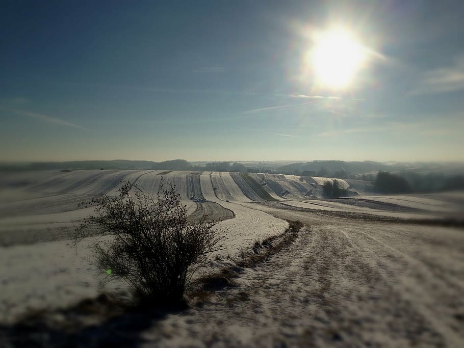 winter, fields, landscape, light, snow, space, sky, scenics - nature HD wallpaper