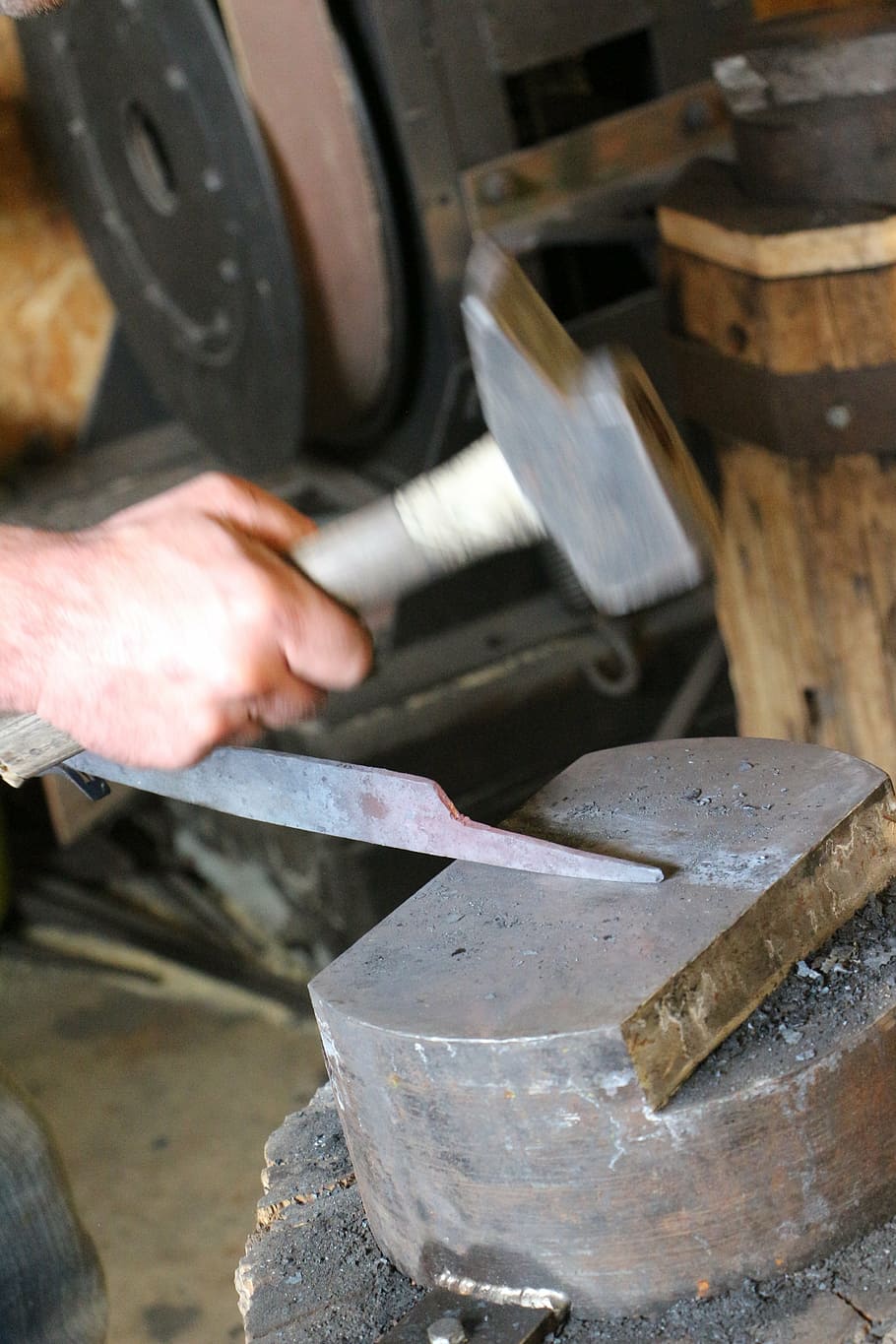work, metal, steel, forge, blacksmith, anvil, human hand, working