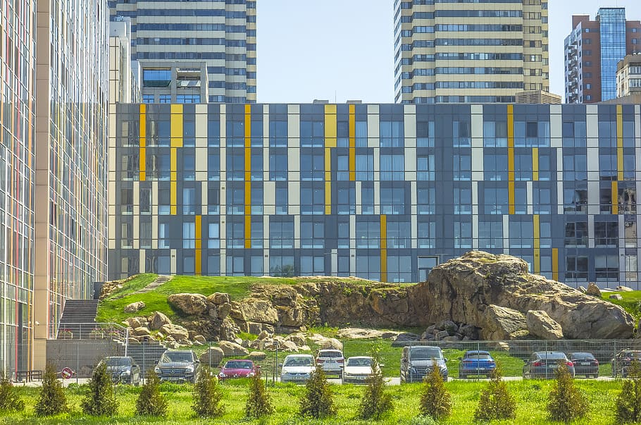 building rock, grass, architecture, built structure, building exterior HD wallpaper
