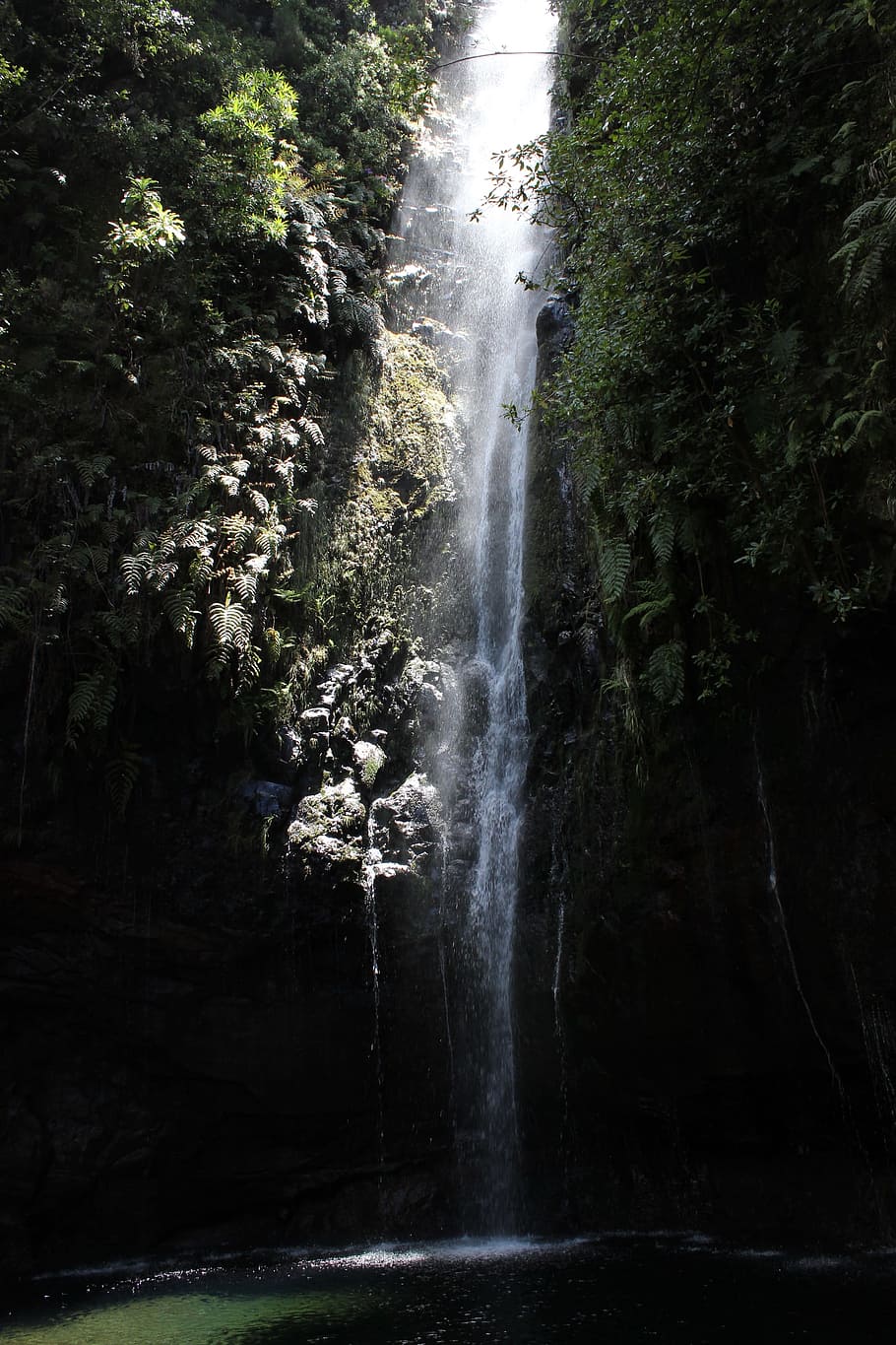 Waterfall, Hidden, Light, Mysterious, madeira, lake, the falling HD wallpaper