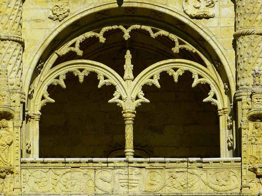 beige concrete arch, mosteiro dos jerónimos, jeronimo monastery HD wallpaper