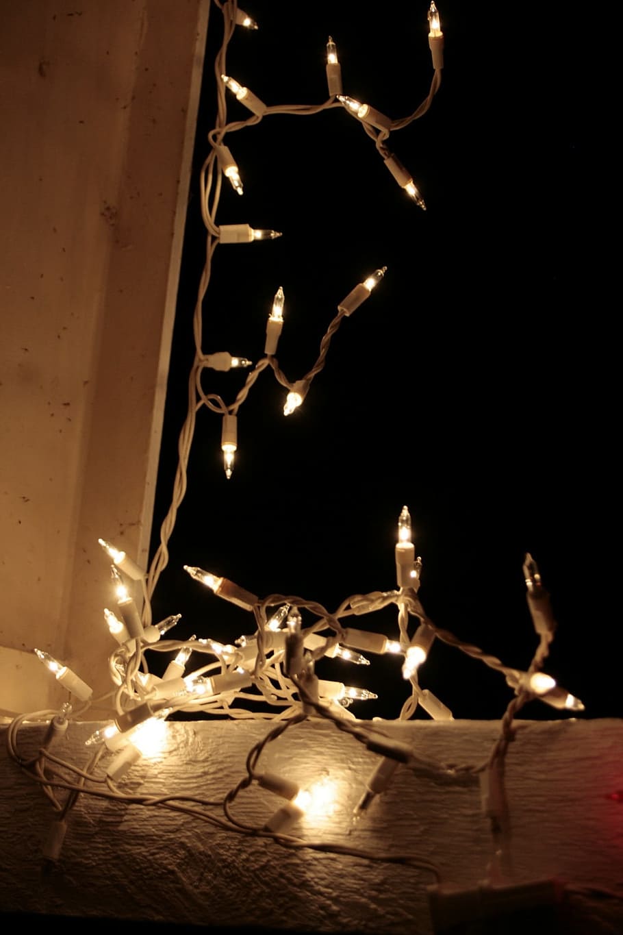 white string lights, christmas, twinkle, lighting, decoration HD wallpaper