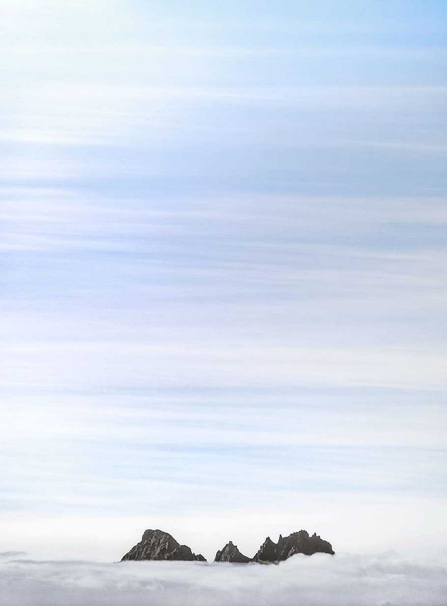 Silhouette of Inland Under Blue Sky at Daytime, altitude, clouds HD wallpaper